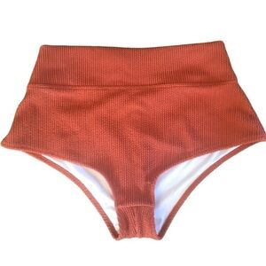 Pink Victoria’s Secret Textured High Waisted Bikini Swim Bottom Sz XL Lined